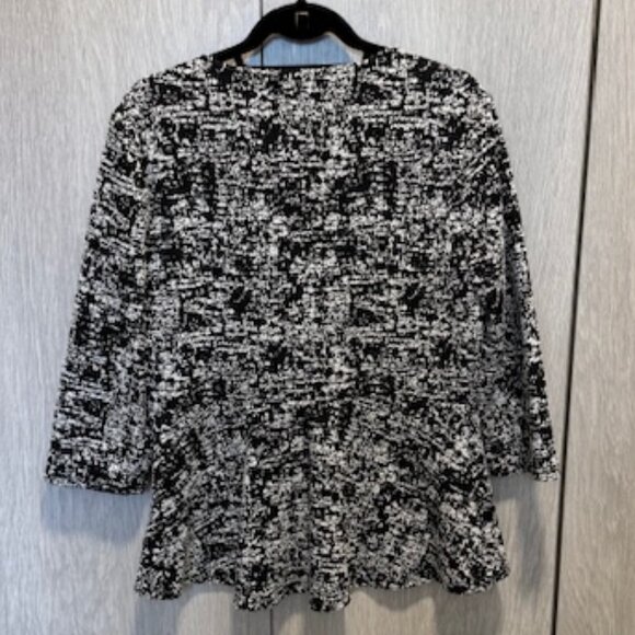 Halston Black and White Blouse, Size Large - Picture 2 of 7